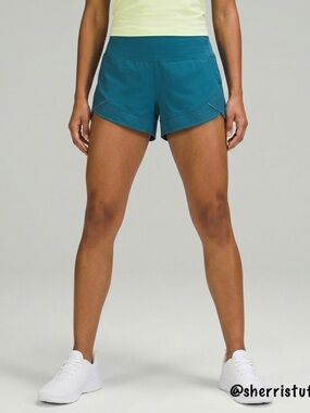 Lululemon Motionful Mid-Rise Shorts 3" Nile Blue Swift Lined Athletic Pocket 4